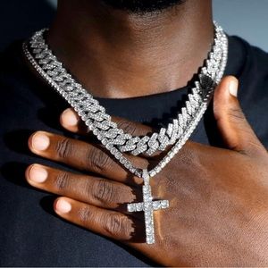 Diamond Cuban Link/Tennis Chain Cross Set